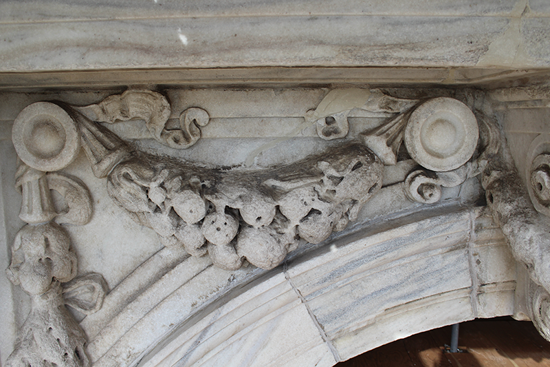 A marble festoon on the Capitol’s exterior after years of deterioration.