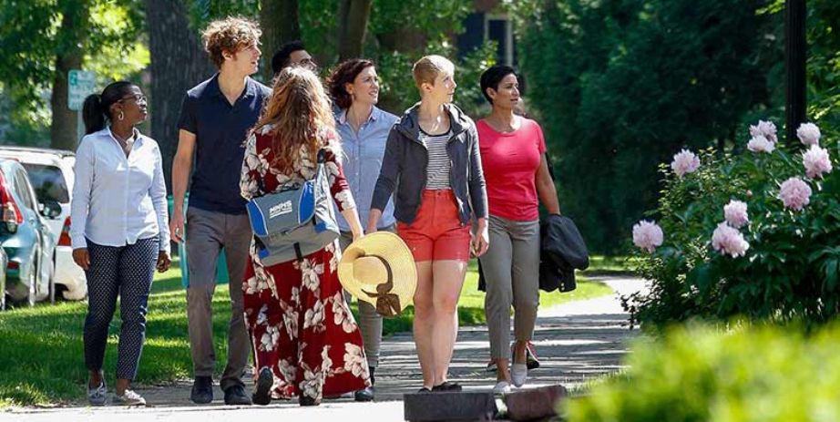 Tour group walking on Summit Ave