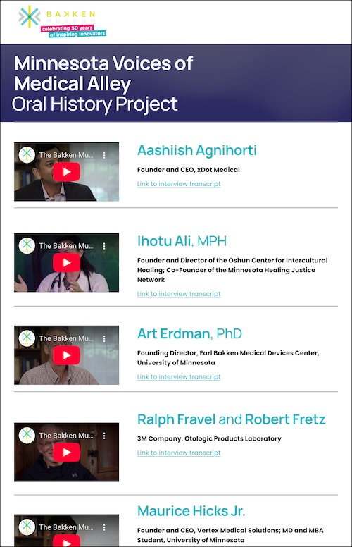 composite of website featuring videos of interviewees