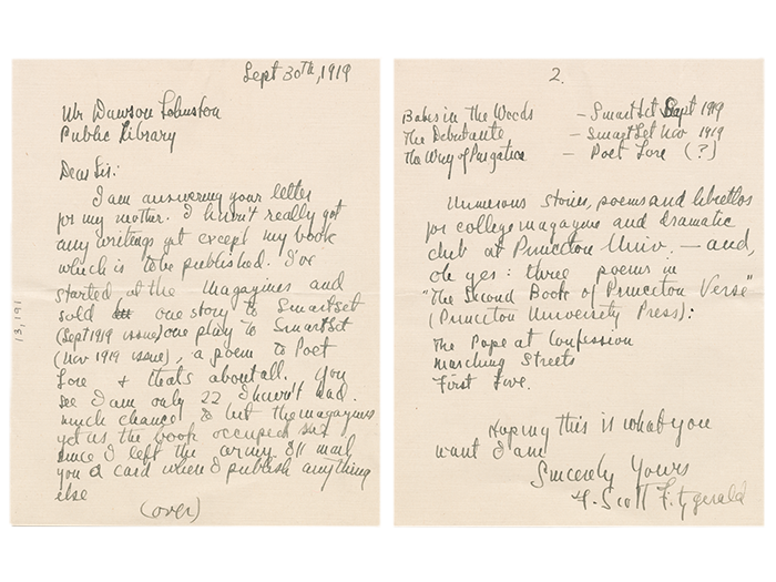 F. Scott Fitzgerald letters