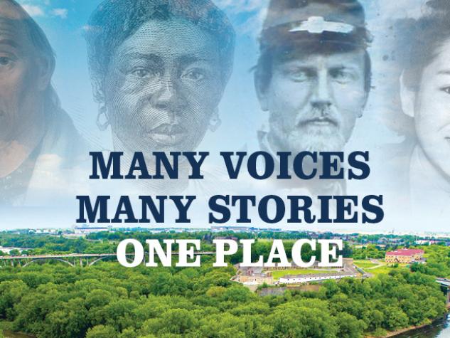 Many Voices, Many Stories, One Place exhibit.